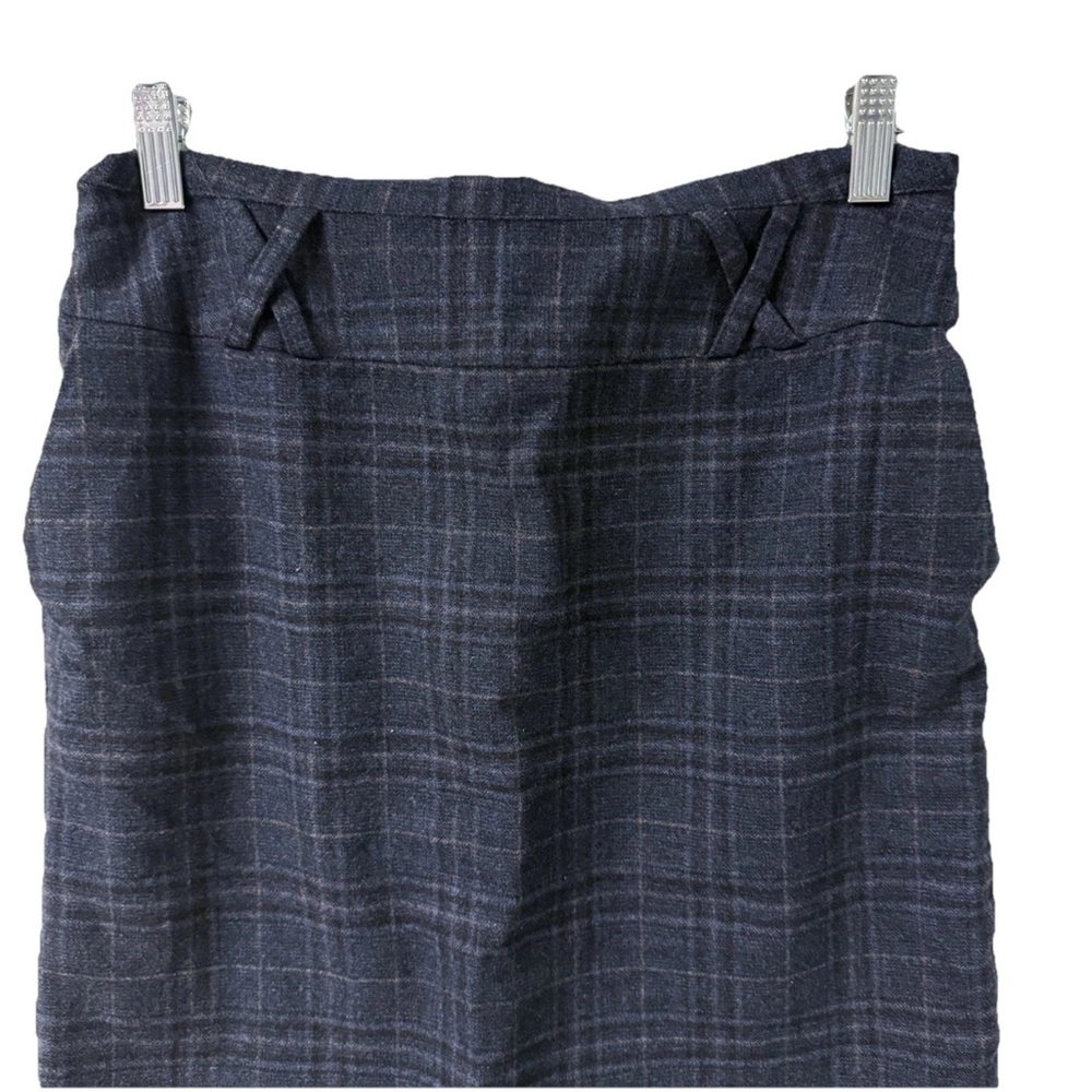 🛍️ J.McLaughlin Women Navy Check Pencil Skirt sz4 Glen Plaid 100% Wool Lined - Picture 2 of 12